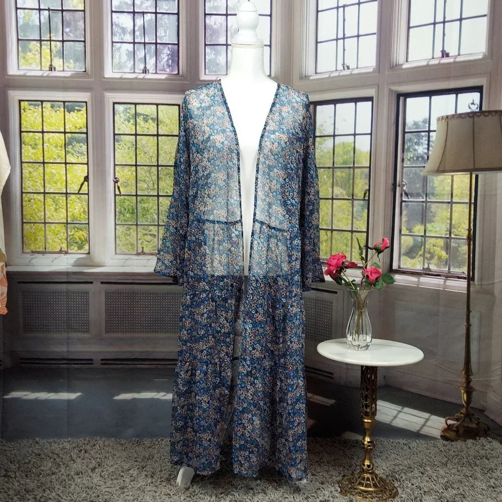 NWT SONOMA RUFFLE TIERED FLORAL DUSTER (PLUS SIZE)